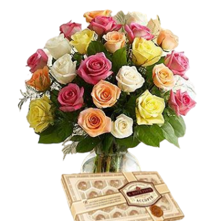 25 colorful roses with chokolates | Flower Delivery Smolensk