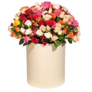 Mixed roses in a hatbox | Flower Delivery Smolensk