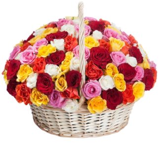 51 colorful roses in the basket | Flower Delivery Smolensk